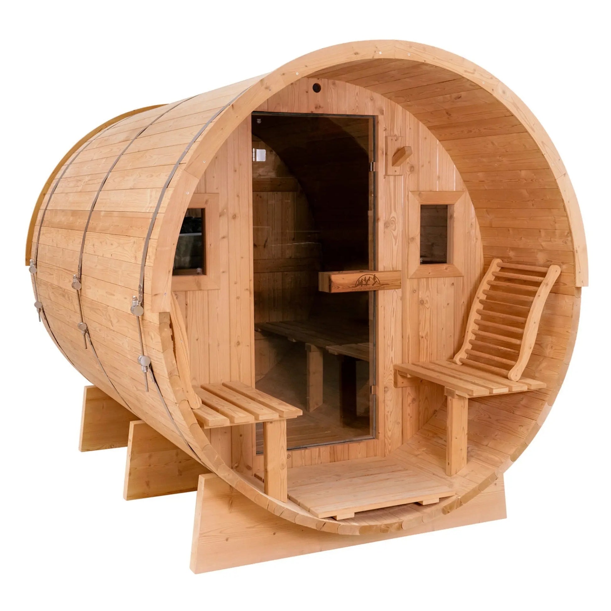 8 FT Classic Thermowood Barrel Sauna with Porch - 4-6 Person # #seotitle## Backcountry Recreation
