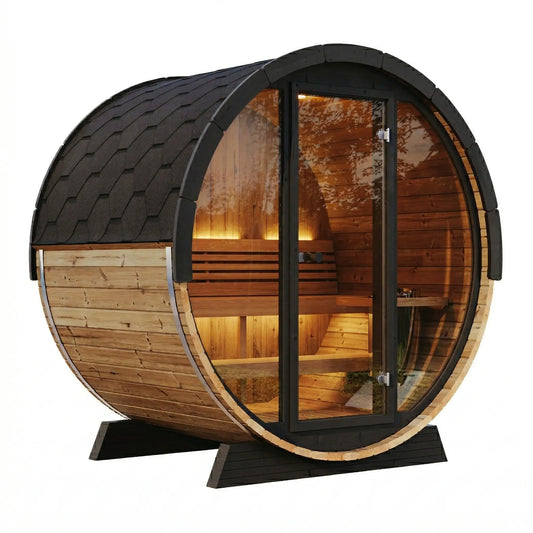 5.5 Ft Scenic View Barrel Sauna - 2- 4 People (Extra Wide) Backcountry Recreation