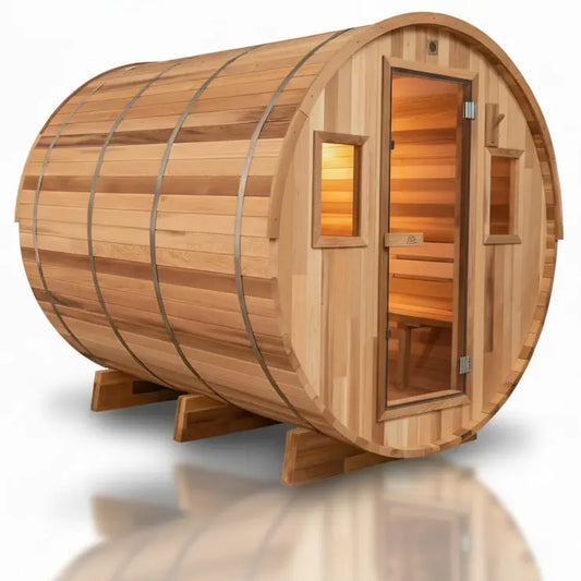 8 FT Classic Red Cedar Barrel Sauna - 6-8 Person Backcountry Recreation