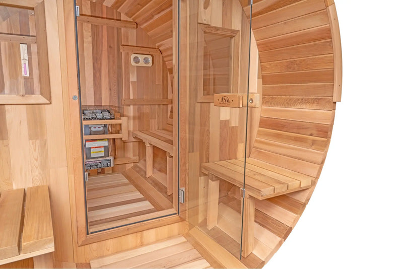 8 FT Classic Red Cedar Barrel Sauna with Porch - 4-6 Person # #seotitle## Backcountry Recreation