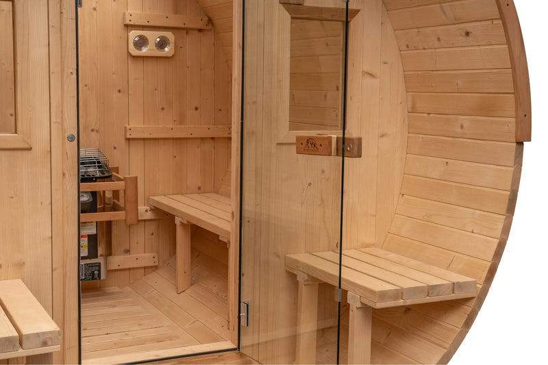 8 FT Classic Thermowood Barrel Sauna with Porch - 4-6 Person # #seotitle## Backcountry Recreation