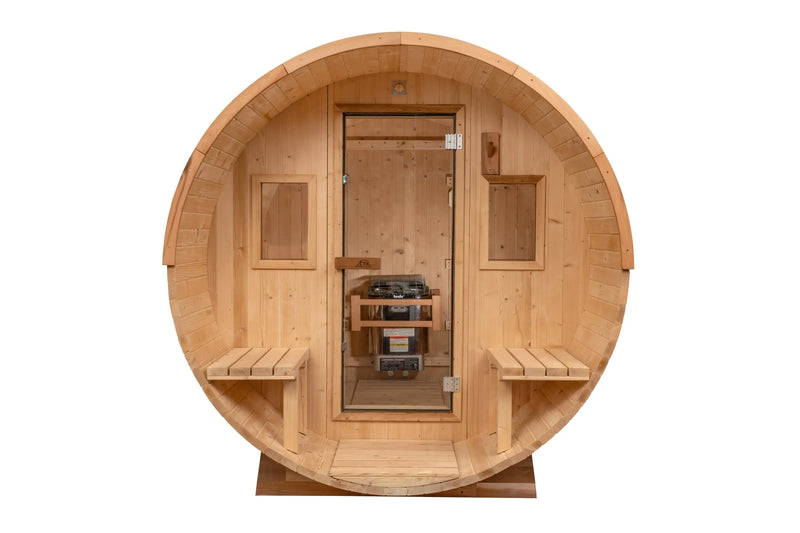 8 FT Classic Thermowood Barrel Sauna with Porch - 4-6 Person # #seotitle## Backcountry Recreation