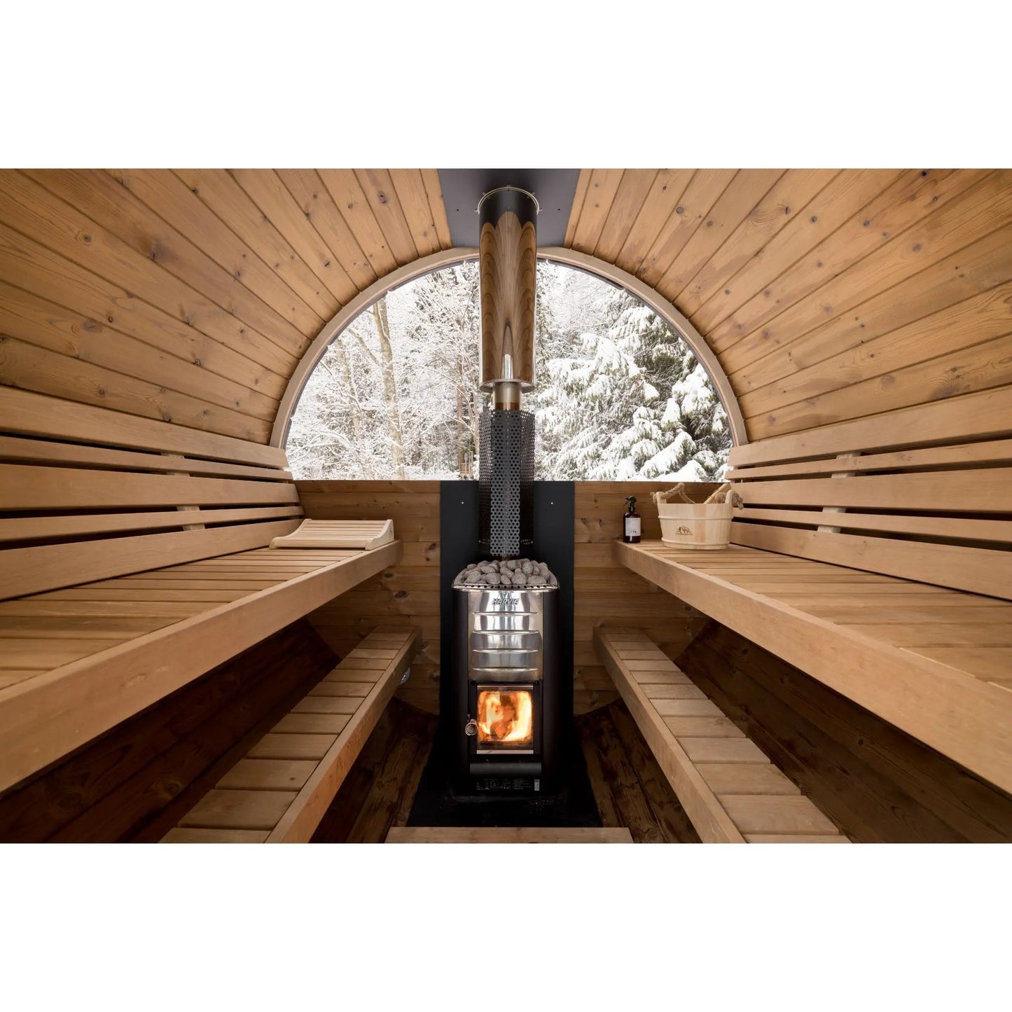 8 FT Thermowood Scenic View Barrel Sauna - 6 Person (Extra Wide) # #seotitle## Backcountry Recreation