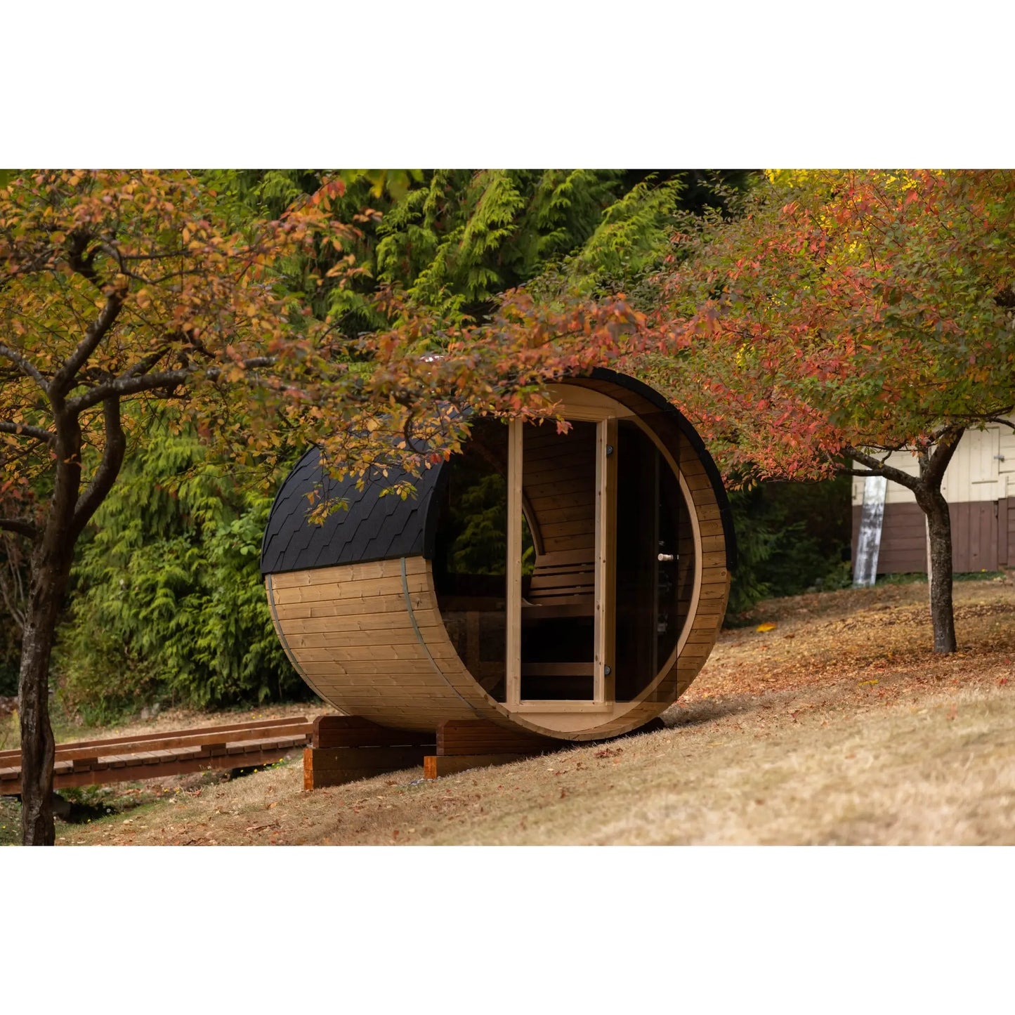 8 FT Thermowood Scenic View Barrel Sauna - 6 Person (Extra Wide) # #seotitle## Backcountry Recreation