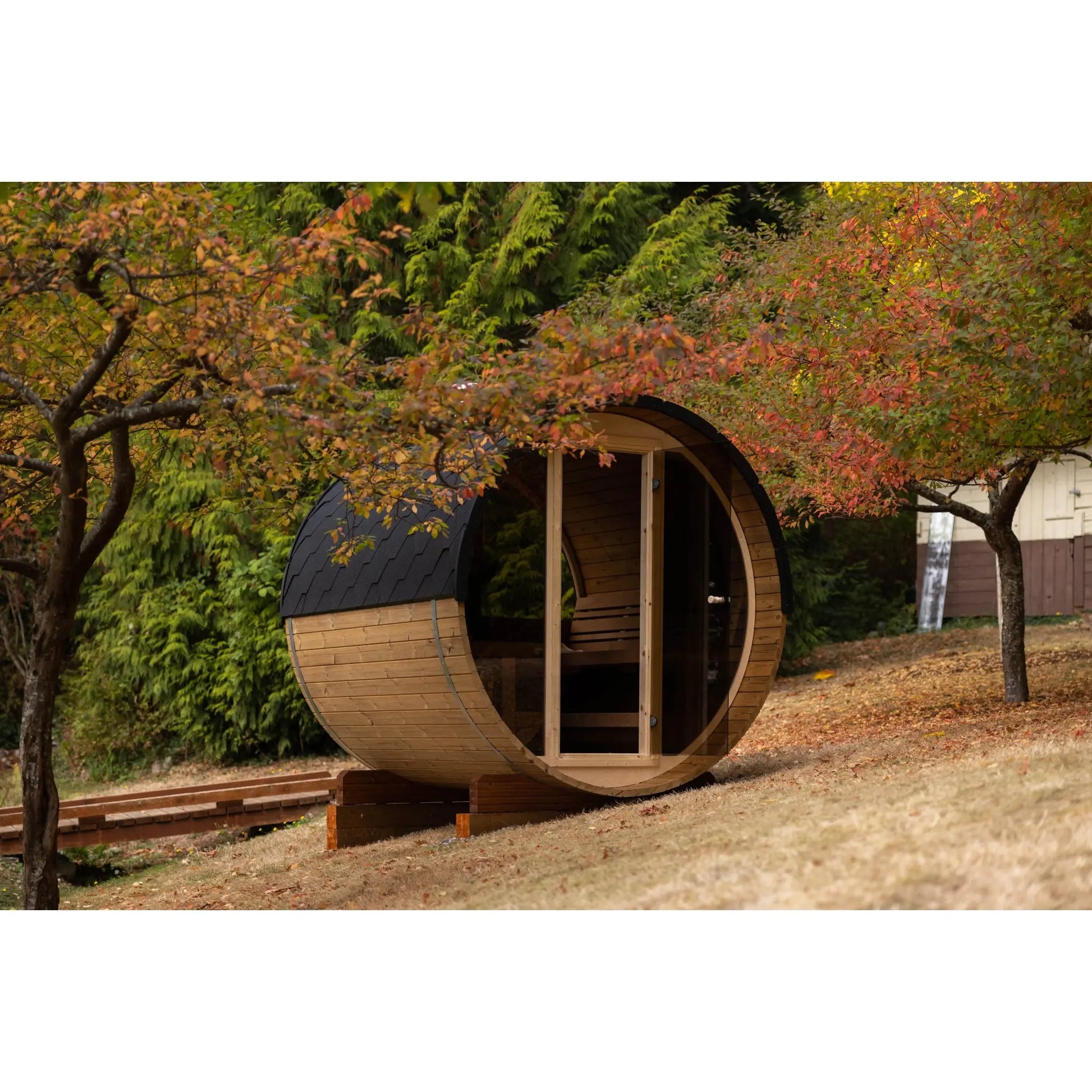 8 FT Thermowood Scenic View Barrel Sauna - 6 Person (Extra Wide) # #seotitle## Backcountry Recreation