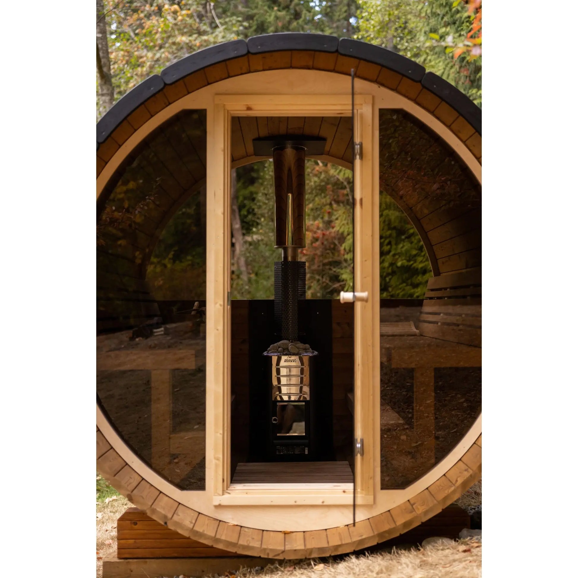 8 FT Thermowood Scenic View Barrel Sauna - 6 Person (Extra Wide) # #seotitle## Backcountry Recreation
