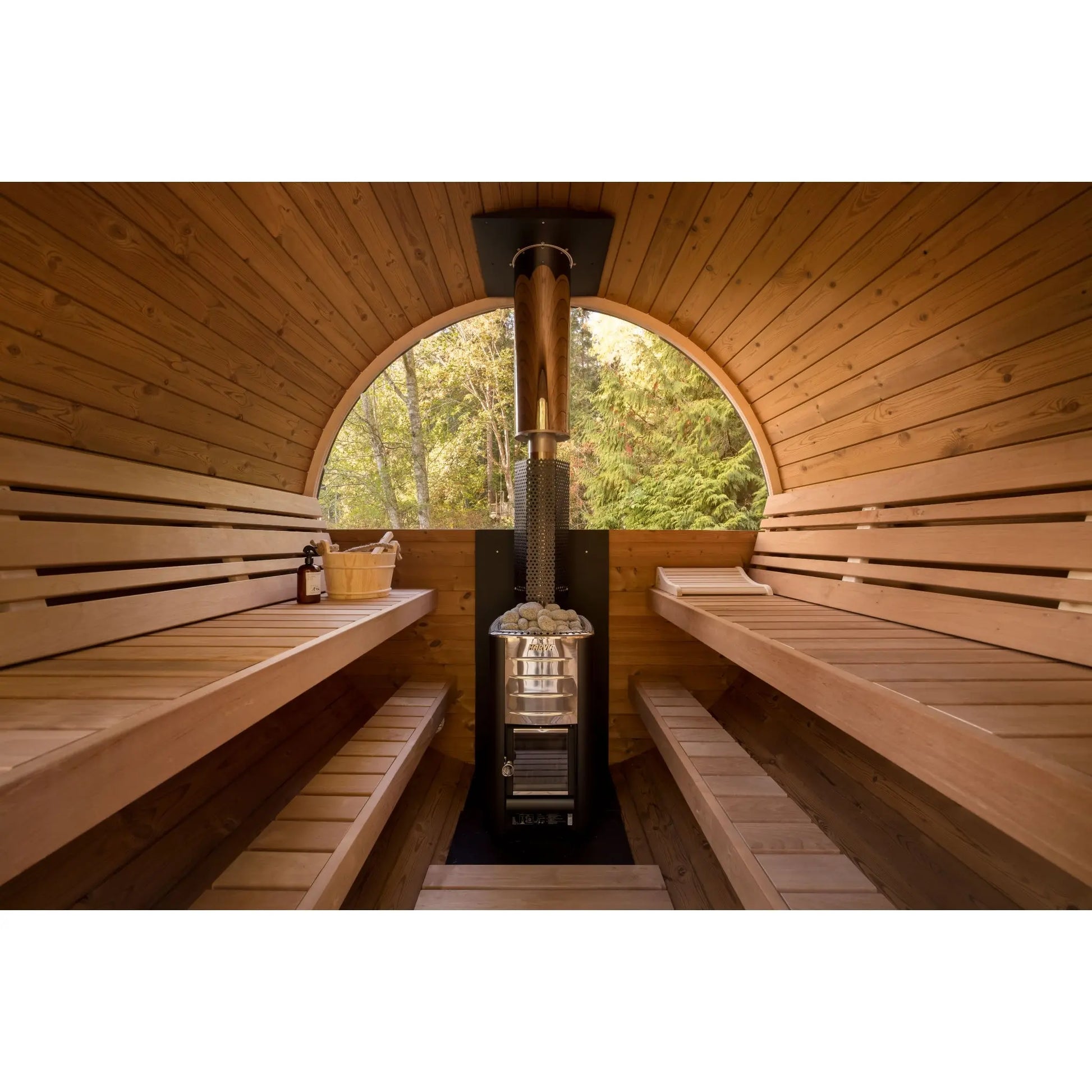 8 FT Thermowood Scenic View Barrel Sauna - 6 Person (Extra Wide) # #seotitle## Backcountry Recreation