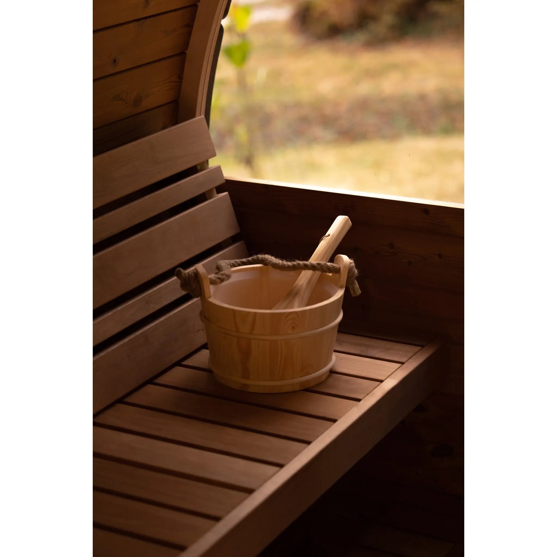 8 FT Thermowood Scenic View Barrel Sauna - 6 Person (Extra Wide) # #seotitle## Backcountry Recreation