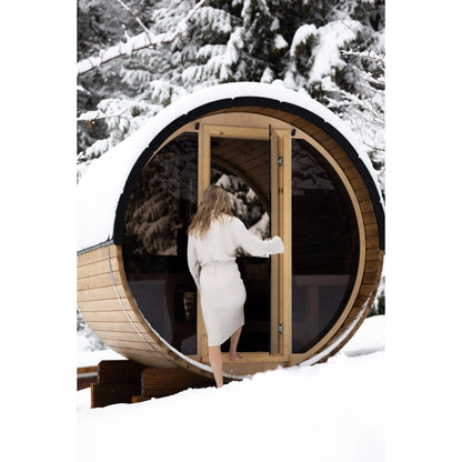 8 FT Thermowood Scenic View Barrel Sauna - 6 Person (Extra Wide) Backcountry Recreation