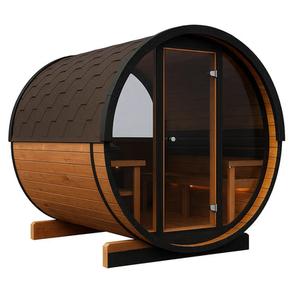 8 FT Thermowood Scenic View Barrel Sauna - 6 Person (Extra Wide) # #seotitle## Backcountry Recreation