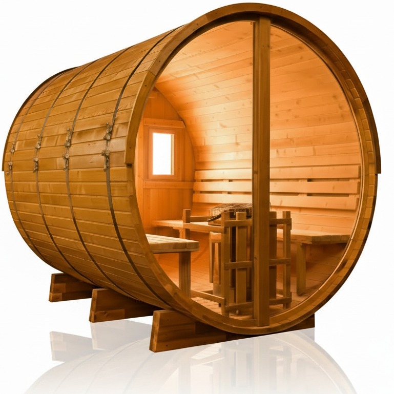 8 Ft Classic Thermowood Scenic View Barrel Sauna - 6-8 Person # #seotitle## Backcountry Recreation