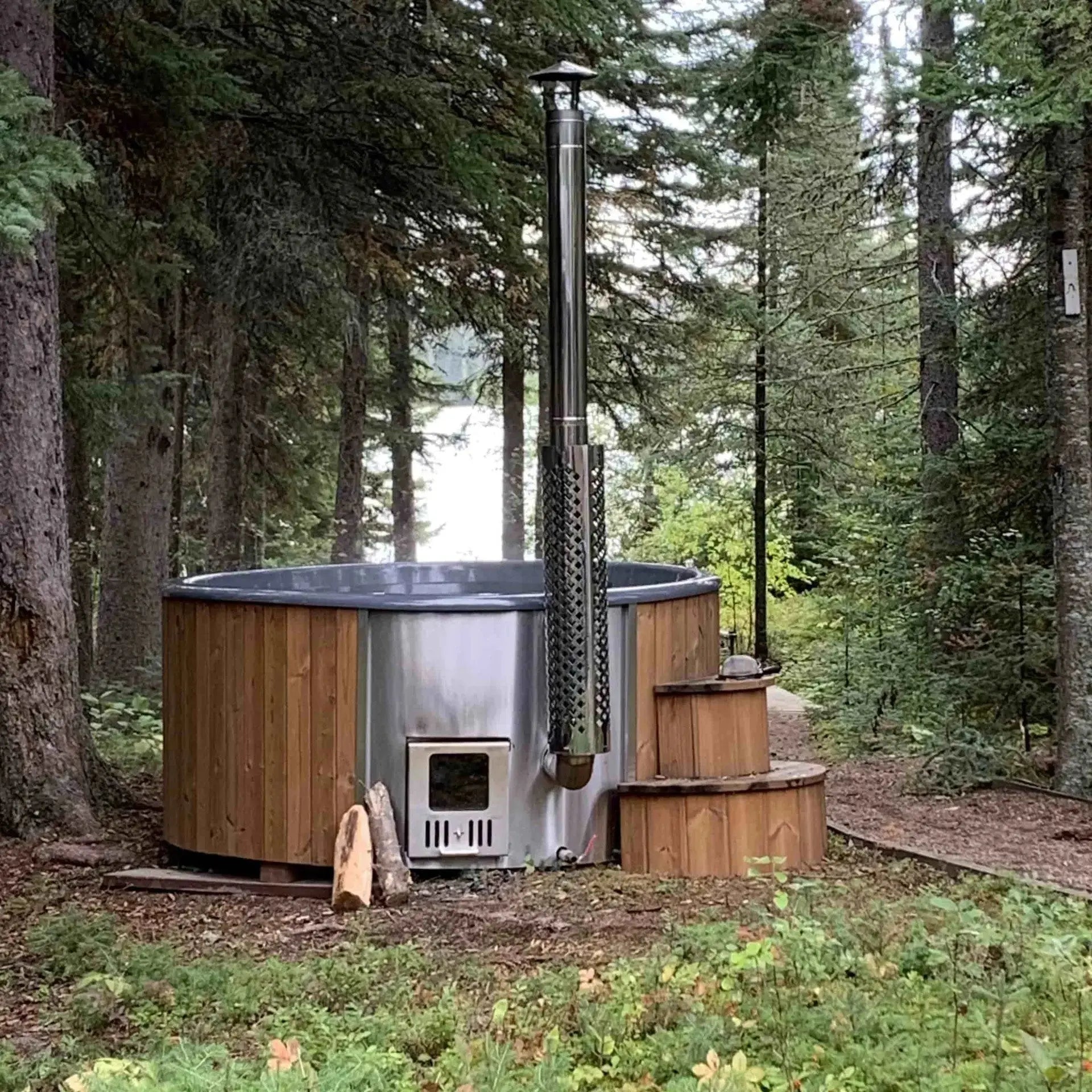 Deluxe Wood Fired Hot Tub With Liner - Limited Black Edition # #seotitle## Backcountry Recreation