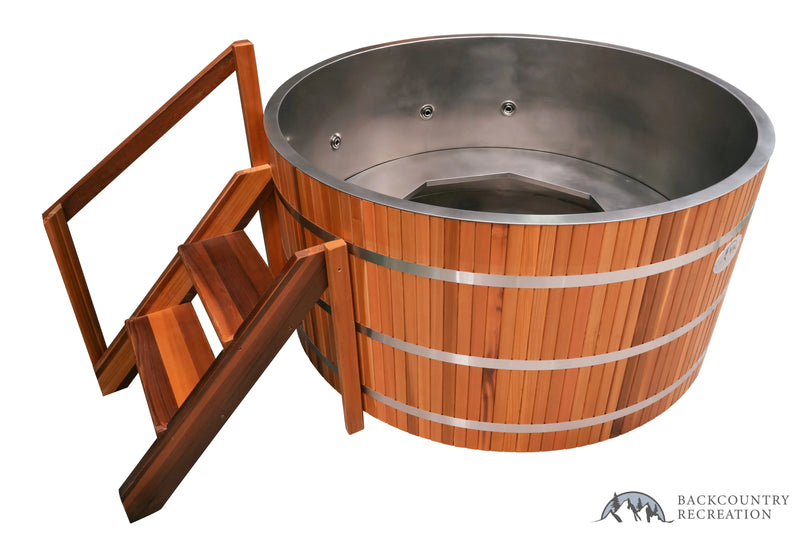 Lifetimer Cedar Hot Tub  w/ Stainless Steel Liner - Electric  Heater  6"W X 4'H (6 Person Deep) (Copy) Backcountry Recreation