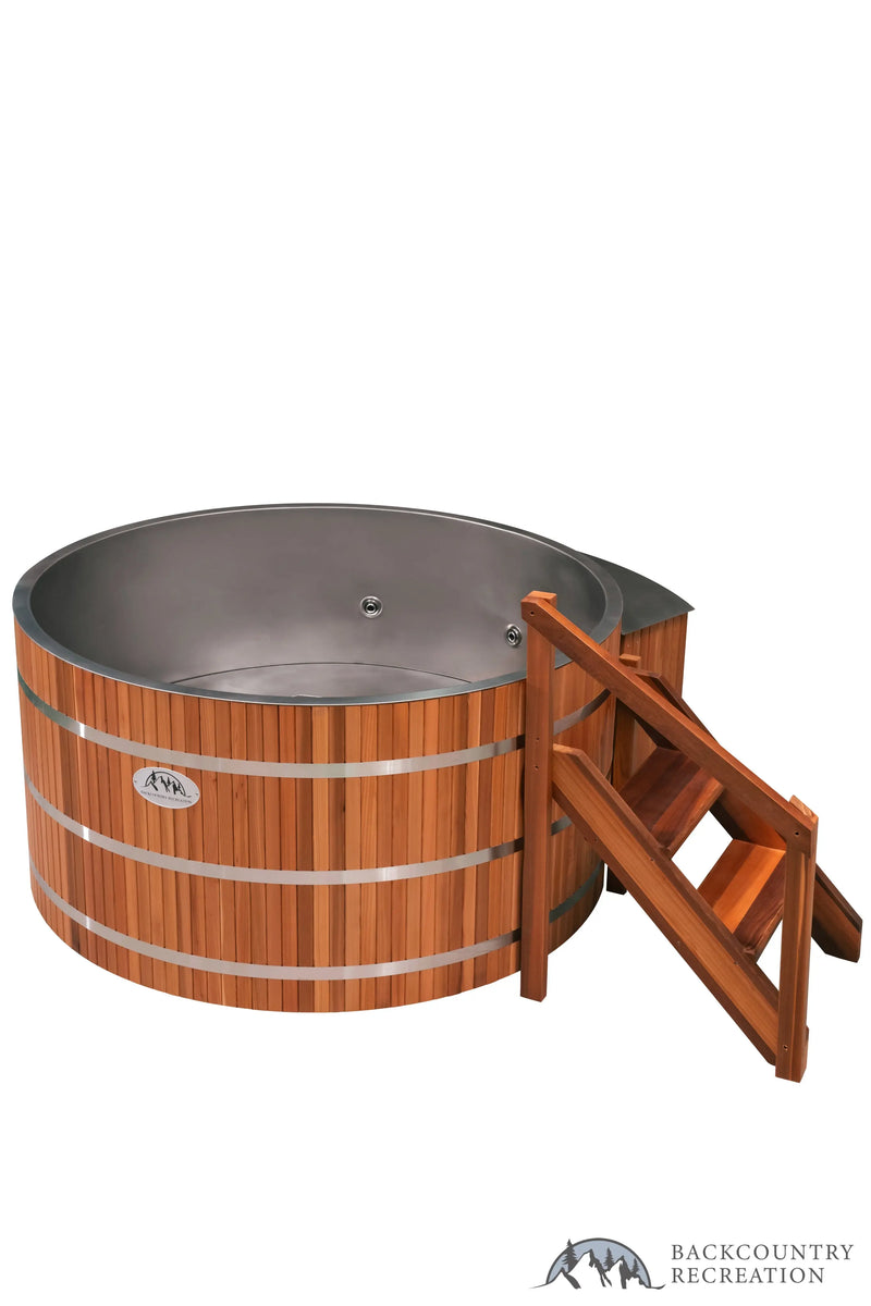 Lifetimer Cedar Hot Tub  w/ Stainless Steel Liner - Electric  Heater  6"W X 4'H (6 Person Deep) (Copy) Backcountry Recreation