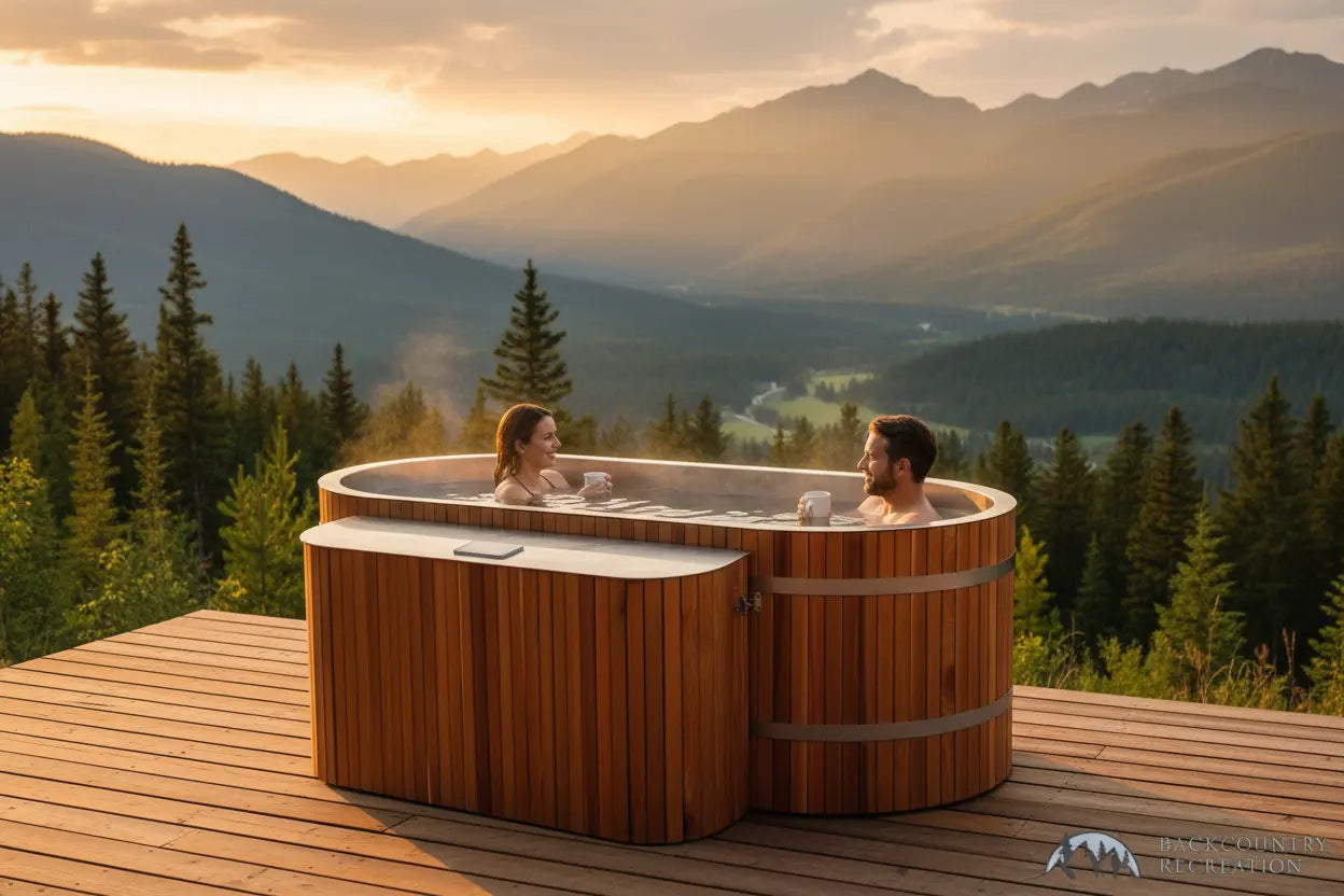 Lifetimer Cedar Hot Tub  w/ Stainless Steel Liner - Electric  Heater (2 Person Deep) Backcountry Recreation