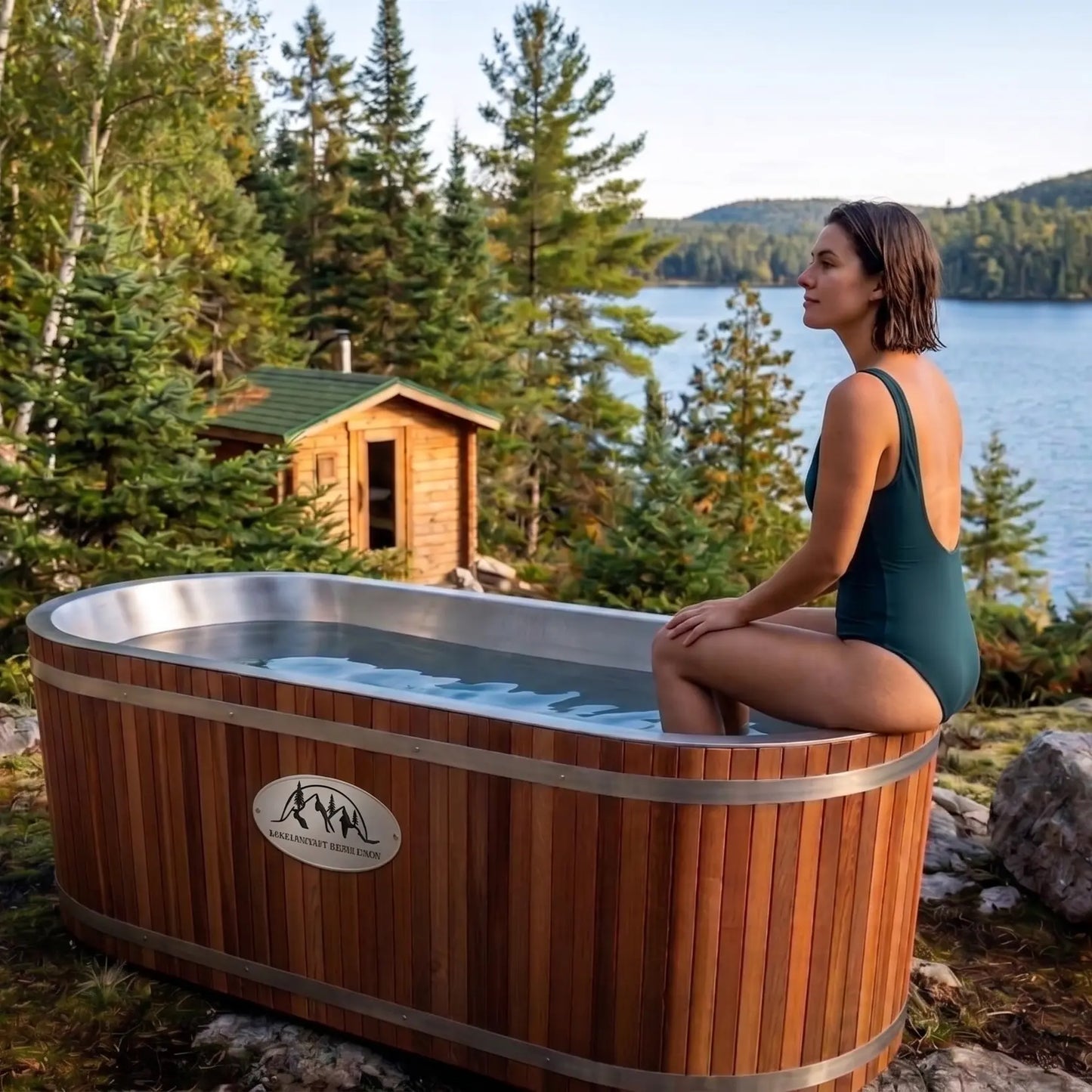 Lifetimer Cedar Hot Tub  w/ Stainless Steel Liner - Electric  Heater (2 Person Deep) Backcountry Recreation