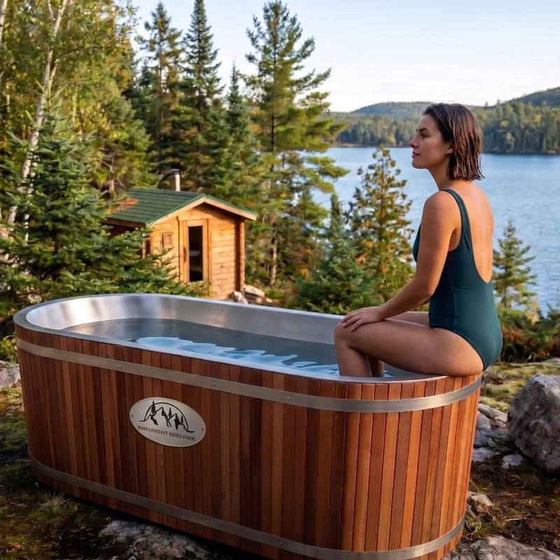 Lifetimer Cedar Hot Tub  w/ Stainless Steel Liner - Electric  Heater (2 Person Deep) Backcountry Recreation