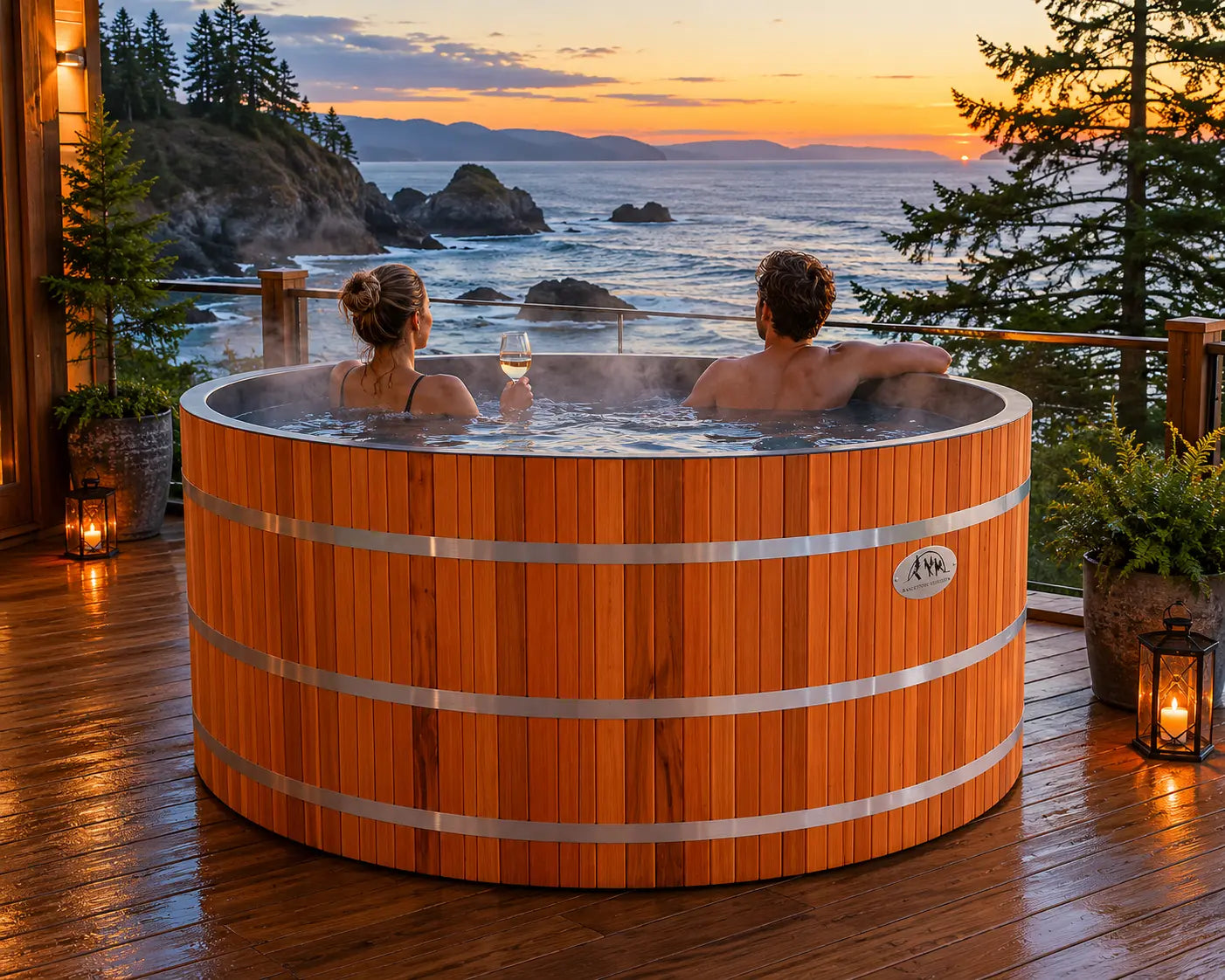 Lifetimer ™ Cedar Hot Tub  w/ Stainless Steel Liner - Electric  Heater  6"W X 4'H (6 Person) Backcountry Recreation