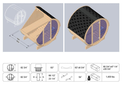 5.5 Ft Scenic View Barrel Sauna - 2- 4 People (Extra Wide) # #seotitle## Backcountry Recreation