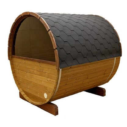 8 FT Thermowood Scenic View Barrel Sauna - 6 Person (Extra Wide) # #seotitle## Backcountry Recreation