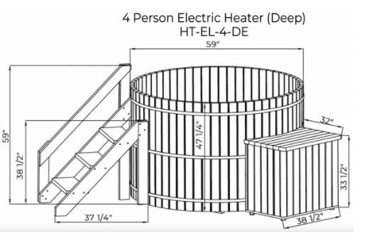 Classic Cedar Hot Tub - Electric  Heater  5'W X 4'H (4 Person Deep) # #seotitle## Backcountry Recreation